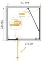 Душевой уголок Cezares Slider AH 1 90-80/90 C BORO профиль брашированное золото, стекло прозрачное