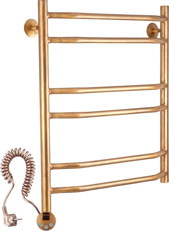 Полотенцесушитель электрический Secado Агата 4 75x55 см, подключение слева, бронза, лесенка, латунь