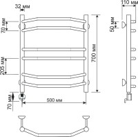 Полотенцесушитель электрический Secado Агата 4 75x55 см, подключение слева, бронза, лесенка, латунь