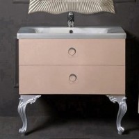 Тумба с раковиной Armadi Art NeoArt 80 капучино с ручками Moon хром, с ножками