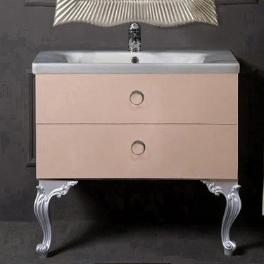 Тумба с раковиной Armadi Art NeoArt 80 капучино с ручками Moon хром, с ножками
