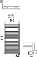 Полотенцесушитель электрический Irsap Ares EH 111,8x58, белый, с термостатом