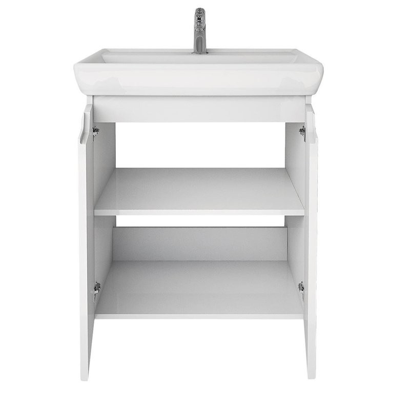 Тумба с раковиной Dreja Q Plus (D) 60 подвесная, белый глянец