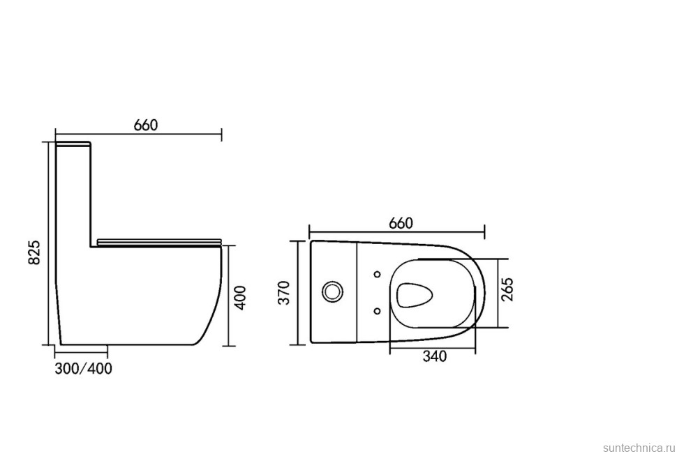 Унитаз-моноблок напольный SantiLine SL-5047 с микролифтом, безободковый
