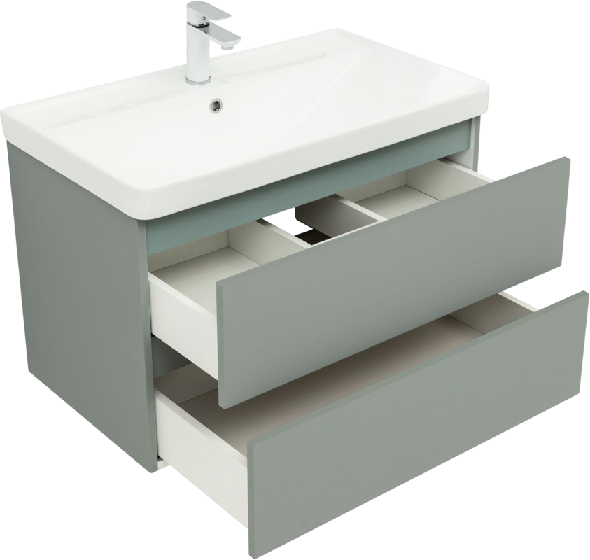 Тумба с раковиной Aquanet Вега 2.0 80 подвесная, мисти грин