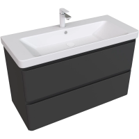 Тумба с раковиной Aquanet Эмбер 105 черная матовая