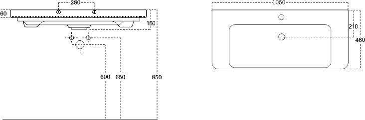 Тумба с раковиной Aquanet Эмбер 105 черная матовая