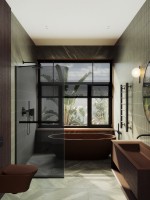 Душевая перегородка Maybahglass MGD-717-6у 119 см, профиль черный, стекло графит