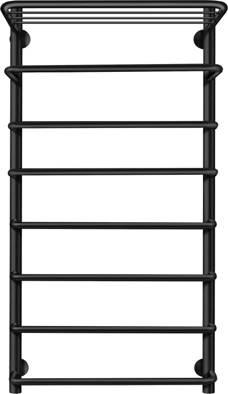 Полотенцесушитель водяной Secado Мерида 2 СП 100x55 см, матовый черный, лесенка, с полкой