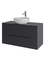 Тумба с раковиной Orange Line 100 подвесная, 2 ящика, матовый графит с раковиной B07-420W