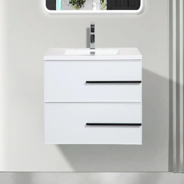 Тумба с раковиной Parly Bella 60 подвесная, 2 ящика, белая