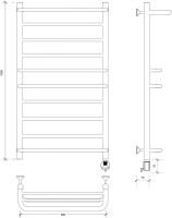 Полотенцесушитель электрический Secado Верона 2 100x50 см, подключение справа, матовый черный, лесенка, с полкой