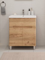 Тумба с раковиной SanStar Модена 70 напольная, дуб крафт золотой