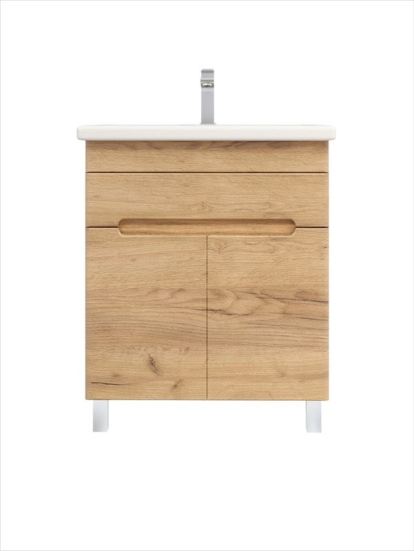 Тумба с раковиной SanStar Модена 70 напольная, дуб крафт золотой