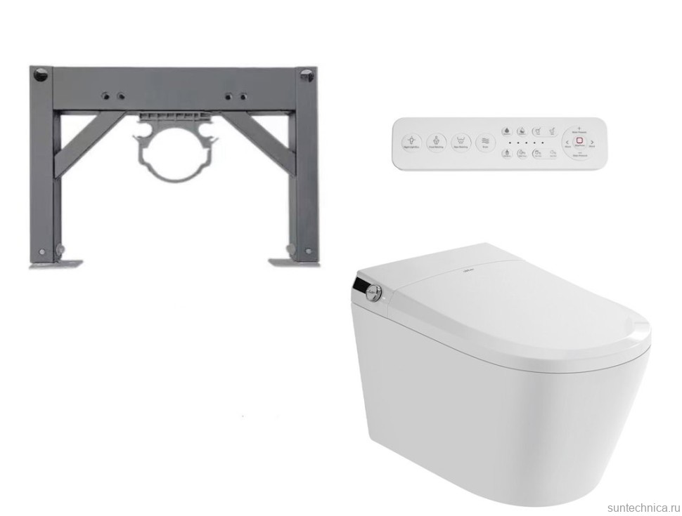 Комплект 2 в 1 Abber Bequem AC1119S-AC0101P2 Унитаз-биде электронный, подвесной + Монтажная рама