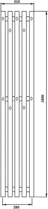 Полотенцесушитель водяной Secado Сандриго 5К 1800/280 180x30 см, матовый черный, I-образный