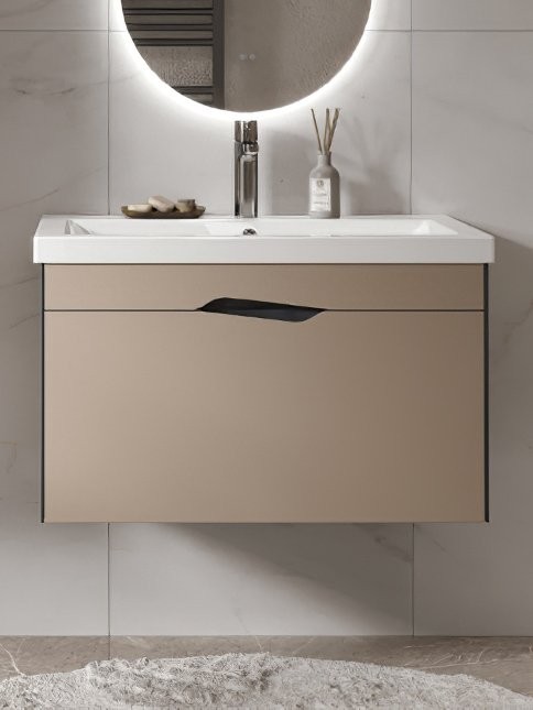 Тумба с раковиной Velvex Krona 80 серый камень