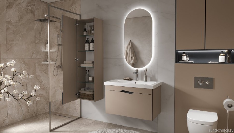 Тумба с раковиной Velvex Krona 80 серый камень