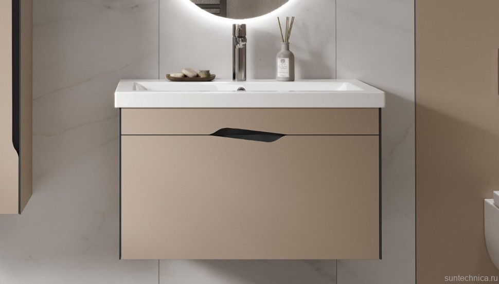 Тумба с раковиной Velvex Krona 80 серый камень