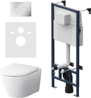 Комплект AM.PM Sense IS70131.741701 FlashClean с сиденьем микролифт, кнопка смыва хром матовая