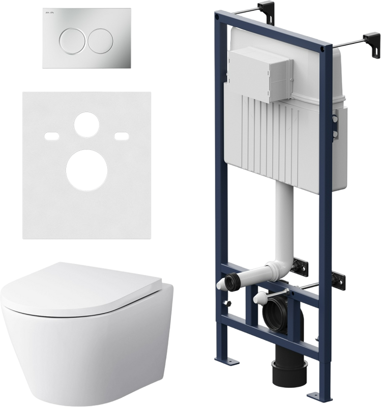Комплект AM.PM Sense IS70131.741701 FlashClean с сиденьем микролифт, кнопка смыва хром матовая