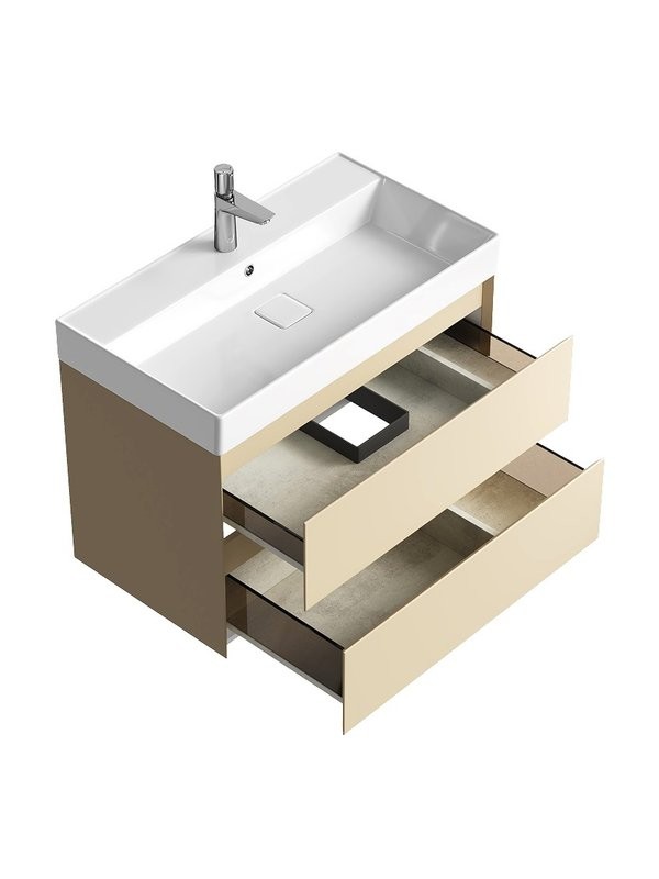 Тумба с раковиной Aqwella 5 stars Geometria 80 подвесная, 2 ящика, морская дюна