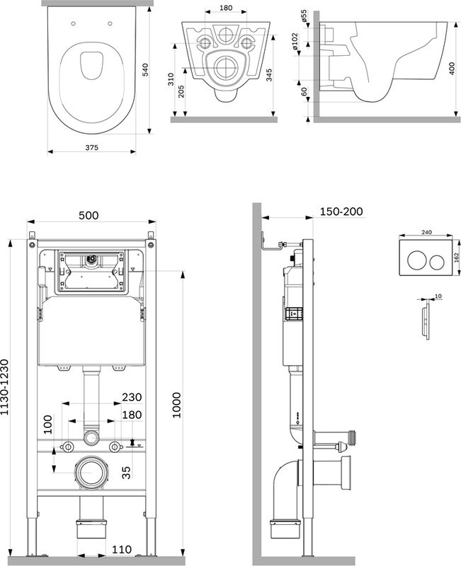 Комплект 5 в 1 AM.PM Func IS90151.8F1701 с сиденьем микролифт
