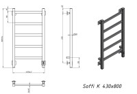 Полотенцесушитель электрический Grota Soffi K RAL9005 EL 43х80, матовый черный