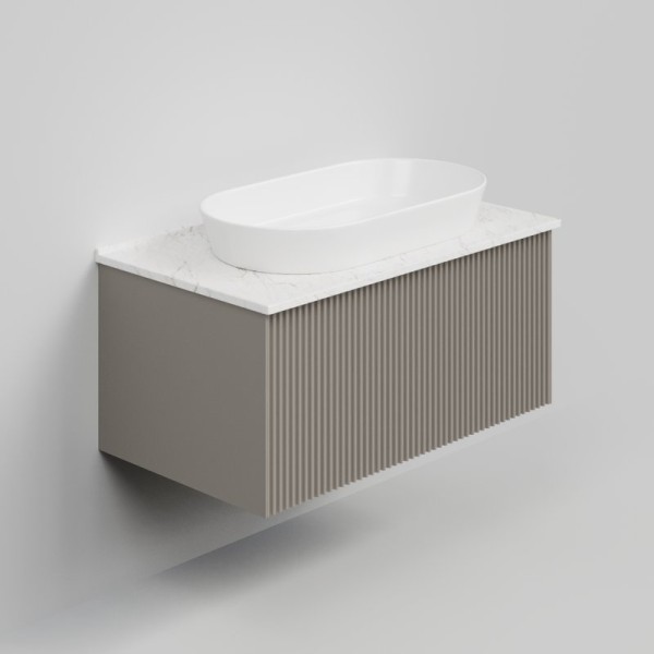 Тумба с раковиной La Fenice Terra 80 подвесная, cappuccino, столешница белый мрамор, раковина белая матовая