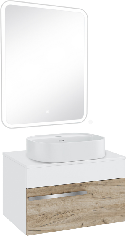 Мебель для ванной комнаты Runo Вудлайн 65 крафтовый дуб, раковина Nuovo 50