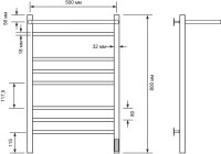 Полотенцесушитель электрический Comfysan Noumi EC-8 80x55 см, подключение справа, слева, матовый белый, лесенка, из стали, с полкой