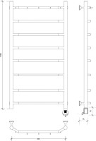 Полотенцесушитель электрический Secado Агата 1 К 100x50 см, подключение справа, графит, лесенка