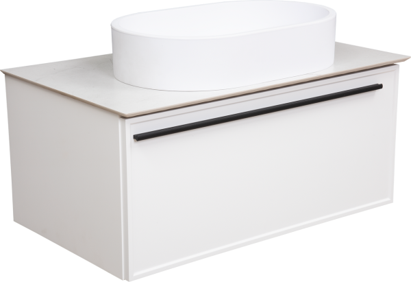 Тумба с раковиной La Fenice Elba 80, белая, белая столешница, матовая раковина