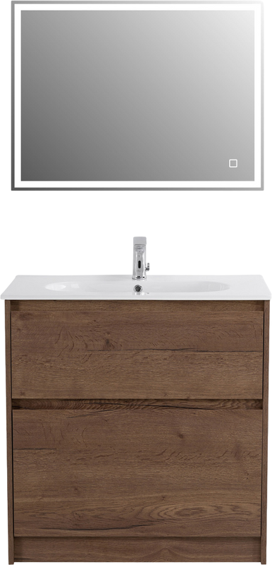 Мебель для ванной комнаты BelBagno Kraft 80 напольная, rovere tabacco, раковина LOV-800-LVB