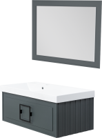 Тумба с раковиной La Fenice Cubo 90 L серая, ручка черная