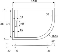 Поддон для душа Cezares Tray TRAY-AS-RH-120/90-550-30-W-L R120х90 L (уценка: выставочный экземпляр, нет упаковки)