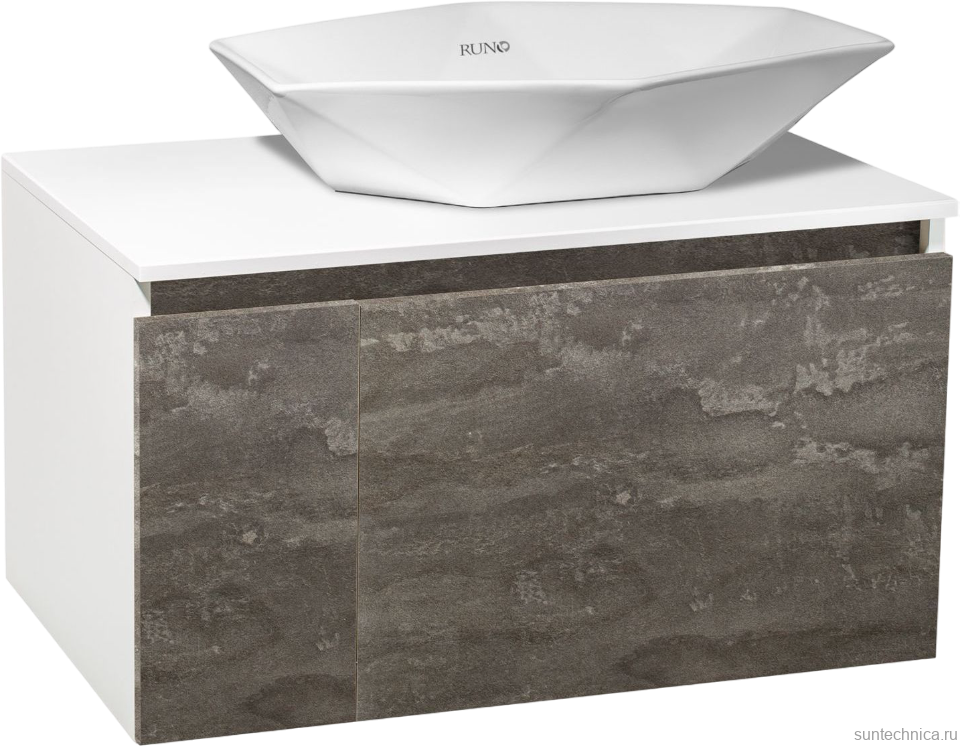 Мебель для ванной комнаты Runo Бари 80 железный камень, раковина Poligono 65