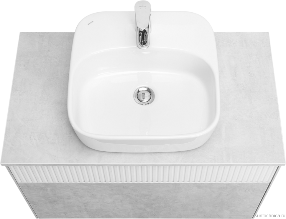 Тумба с раковиной AQUATON Марбл 80 слэйт, белая матовая, раковина 1WH501709