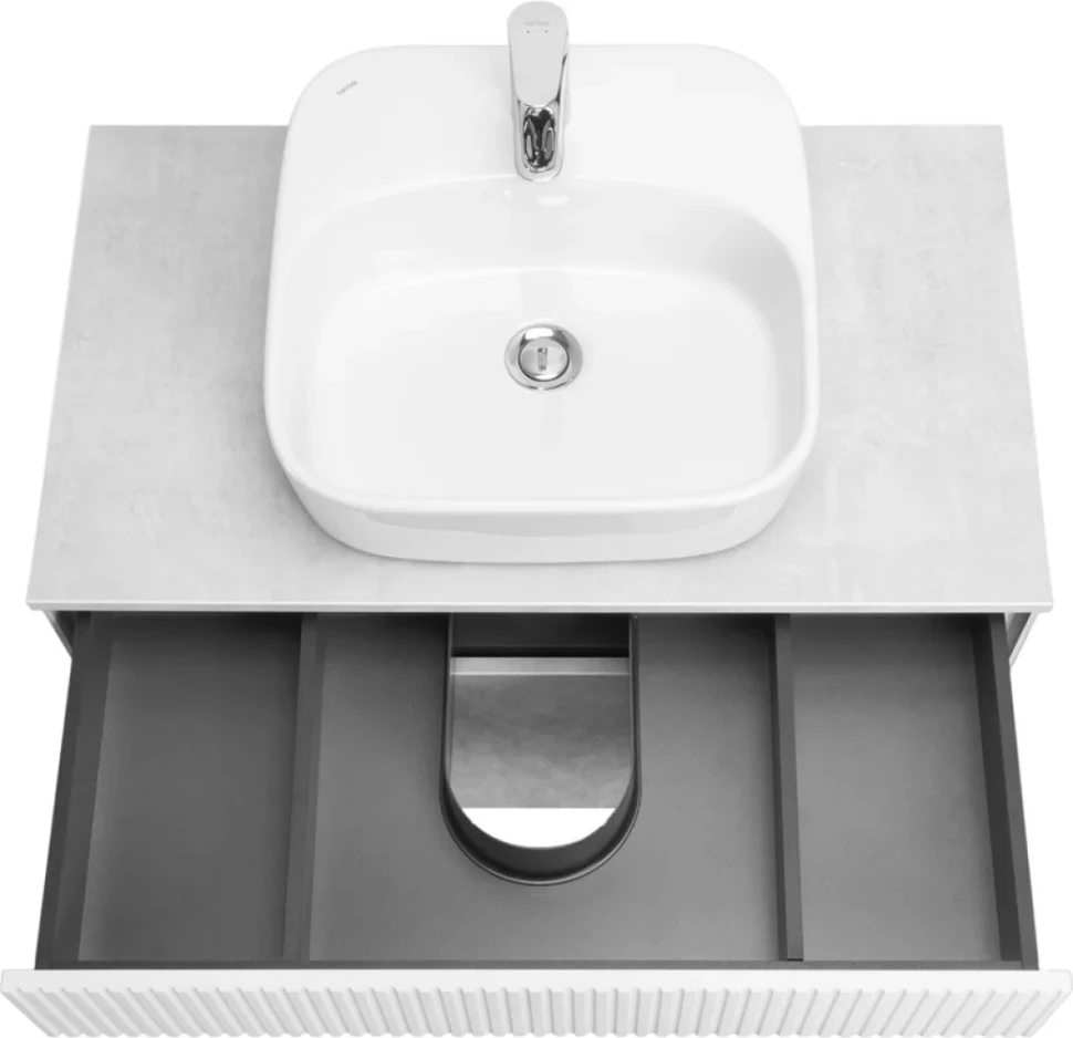 Тумба с раковиной AQUATON Марбл 80 слэйт, белая матовая, раковина 1WH501709