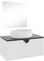 Мебель для ванной комнаты Runo Андорра 85 белая матовая, черная, раковина Ovale 50