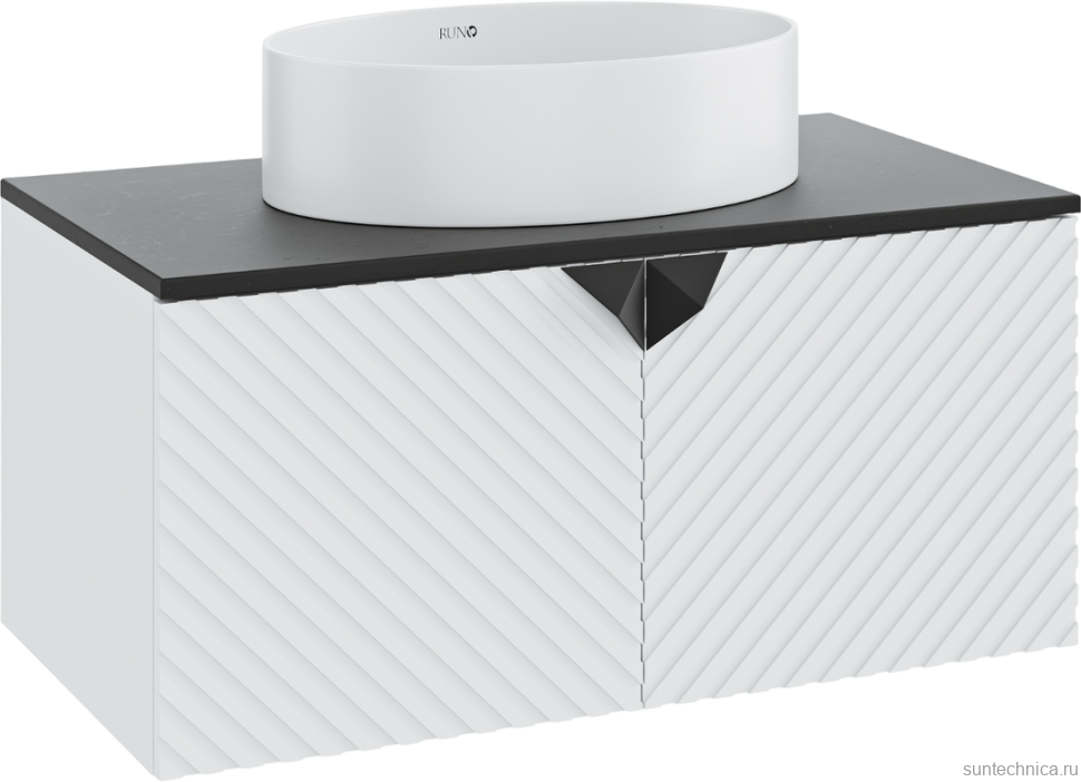 Мебель для ванной комнаты Runo Андорра 85 белая матовая, черная, раковина Ovale 50