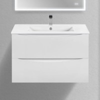 Тумба с раковиной Vincea Mia Slim 80, 2 ящика, белая глянцевая