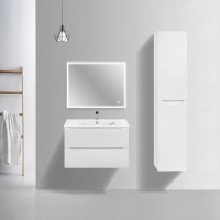 Тумба с раковиной Vincea Mia Slim 80, 2 ящика, белая глянцевая
