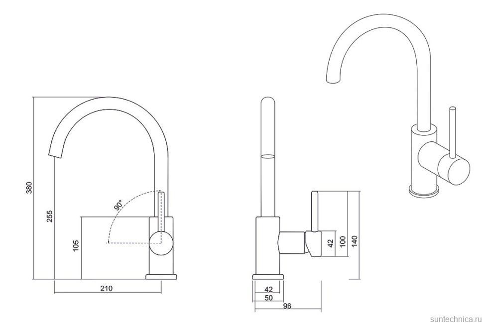 Смеситель для кухни Emar Steel ЕС - 3004 satin