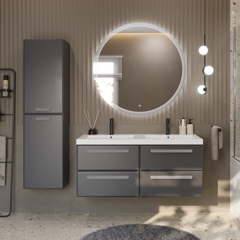 Тумба с раковиной Cezares Eco 120 4 ящика, ручки серые, grafito