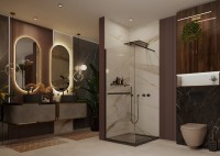 Душевая перегородка Ambassador Walk-in 15031236 90x200 см, профиль черный