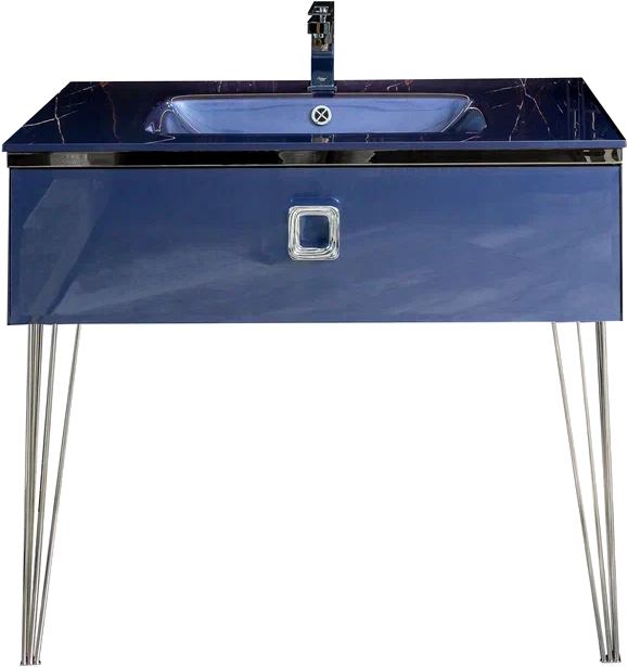 Тумба под раковину со столешницей Armadi Art Lucido 100 насыщенный синий