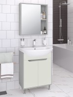 Мебель для ванной комнаты Runo Эконова 60 напольная, серо-оливковая