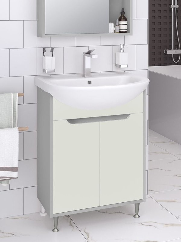 Мебель для ванной комнаты Runo Эконова 60 напольная, серо-оливковая