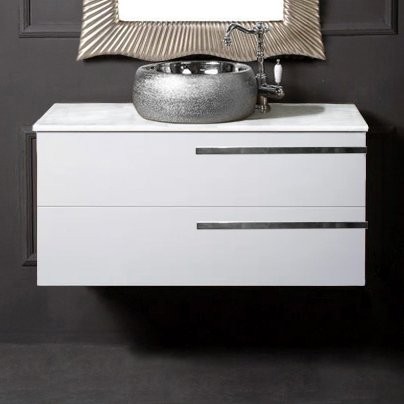 Тумба с раковиной Armadi Art NeoArt 100 белая с ручками Luce хром